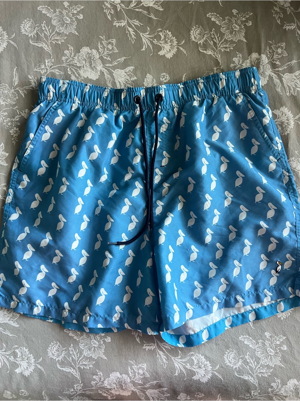 Blue Pelican Print Swim Shorts